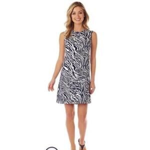 Jude Connally Maya Ponte Zebra-Print Shift Dress Womens‎ M Comfort Quiet Luxury